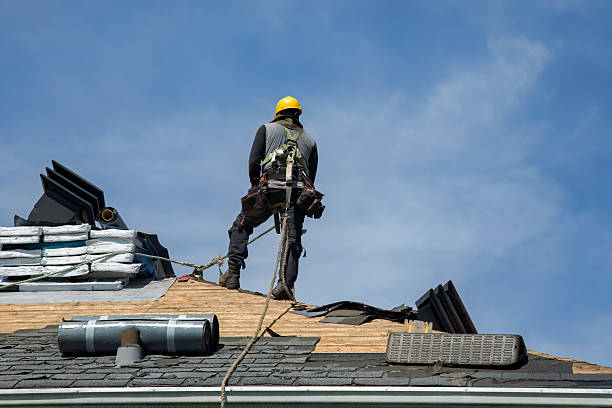 Professional Gutter Installation technician working in Whittier, NC